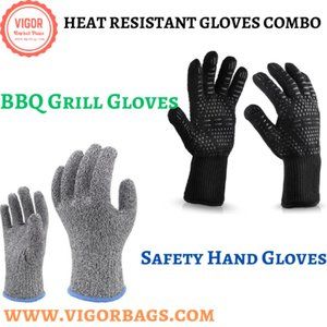 Protection Cut Safety Work Hand Gloves & Oven BBQ Grill Gloves 932°F Heat Resist